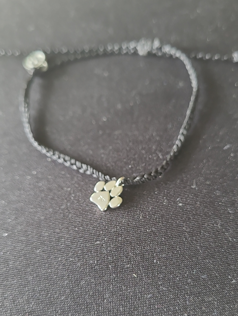 Pura Vida Black Braided Bracelet with Silver Paw Charm